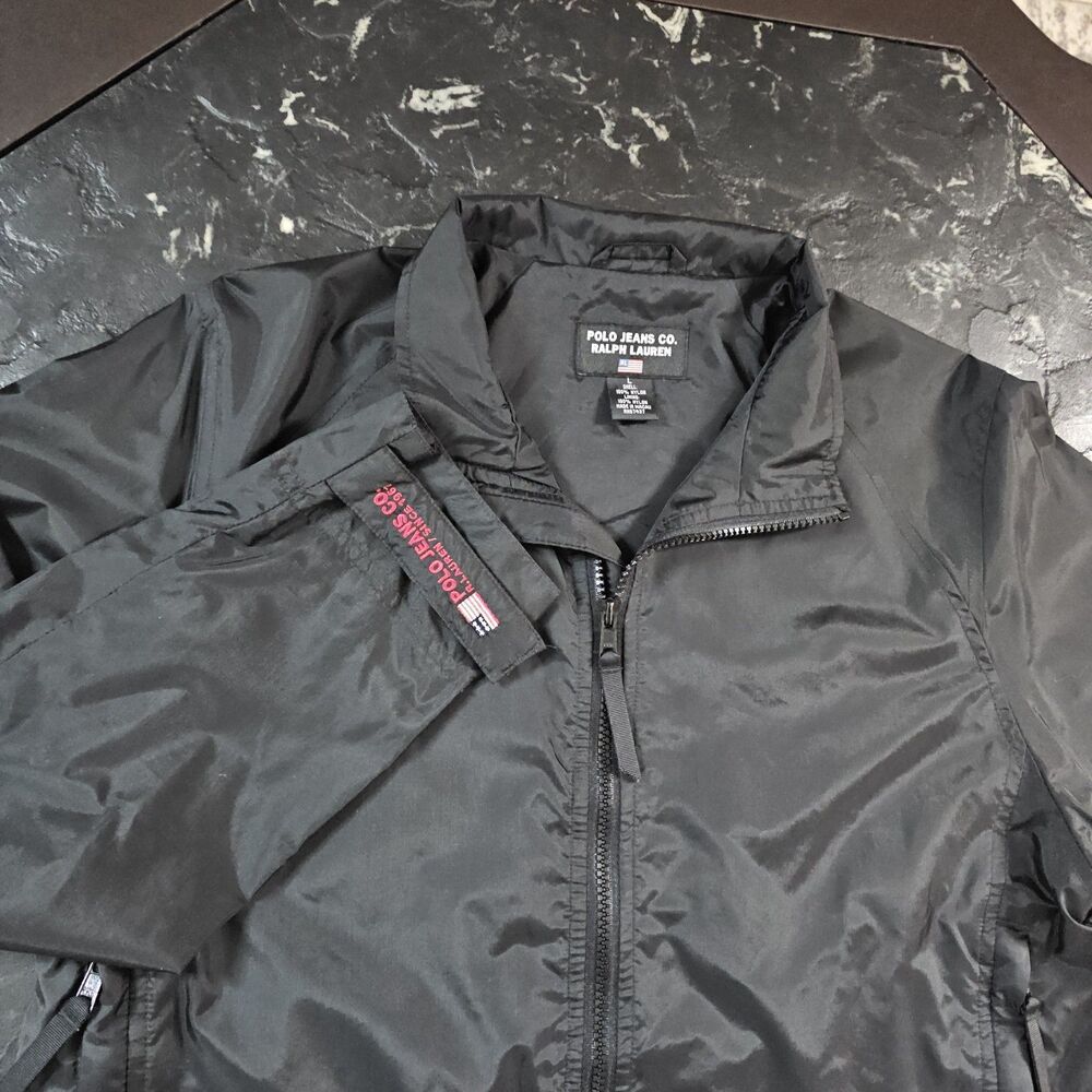 Polo Jeans Co Ralph Lauren Y2K Cropped Windbreaker Jacket Womens L Logo Nylon